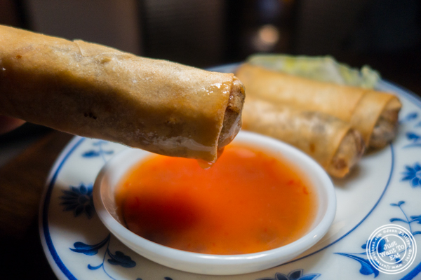 Veggie spring rolls at Qi Bangkok Eatery in Hell's Kitchen