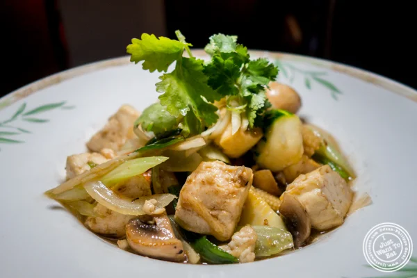 Ginger dish with tofu at Qi Bangkok Eatery in Hell's Kitchen