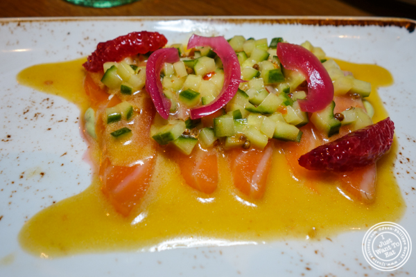 Salmon crudo at The Little Beet Table in NYC, NY