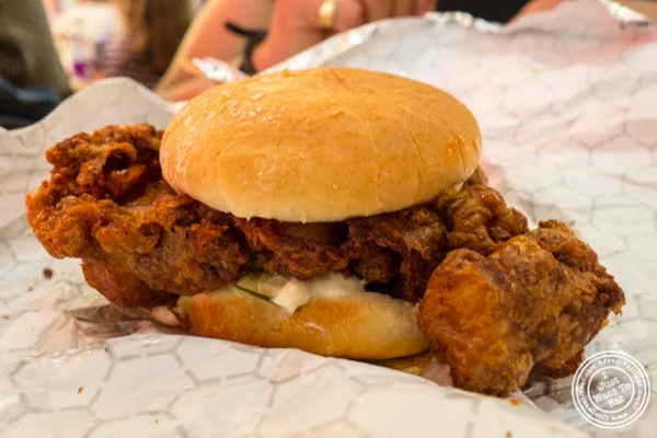 Original chicken sandwich at Delaney Chicken at Urbanspace Vanderbilt