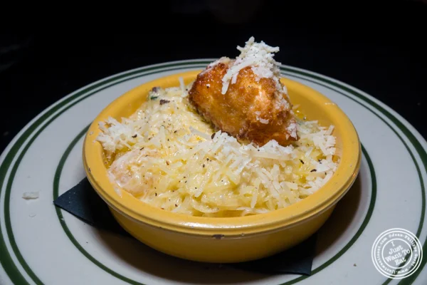 Spaghetti squash carbonara at Antique Bar & Bakery in Hoboken, NJ