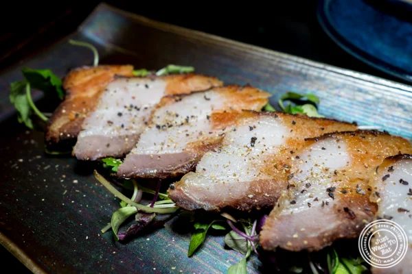 House cured bacon and poached egg at Method in Hell's Kitchen, NYC, NY