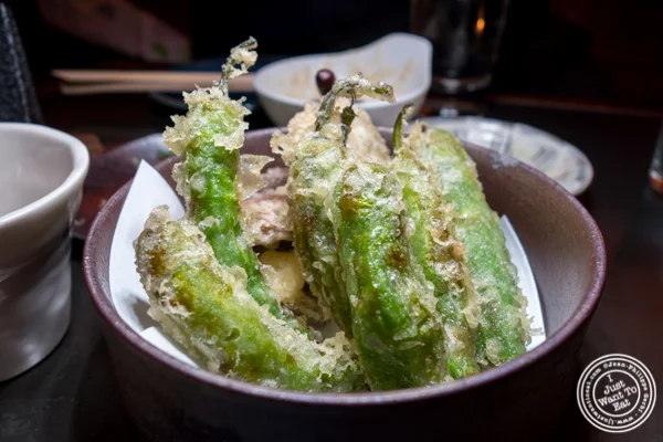 Shishito peppers and mushrooms tempura at Method in Hell's Kitchen, NYC, NY