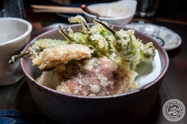 Shishito peppers and mushrooms tempura at Method in Hell's Kitchen, NYC, NY
