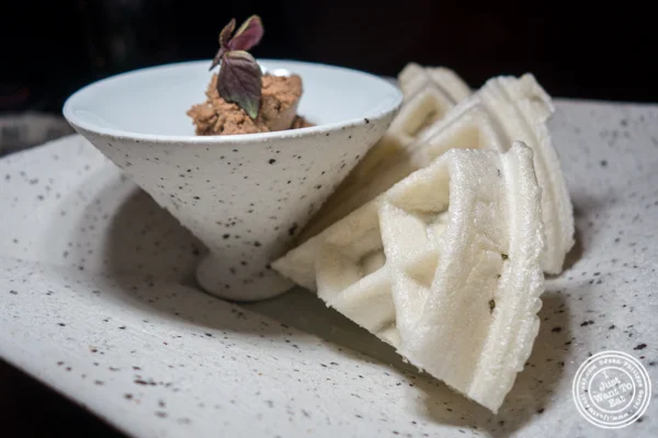 Chicken liver and mochi waffle at Method in Hell's Kitchen, NYC, NY