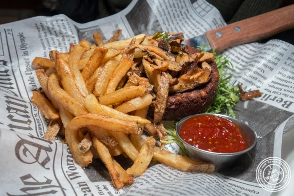 Vegan burger at Blue dog cafe in NYC, NY