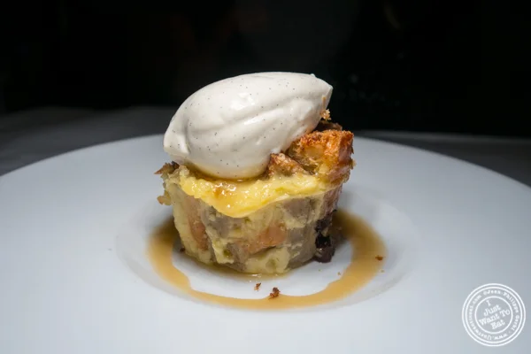 Banana coconut pudding at Raoul's in Soho, NYC, NY