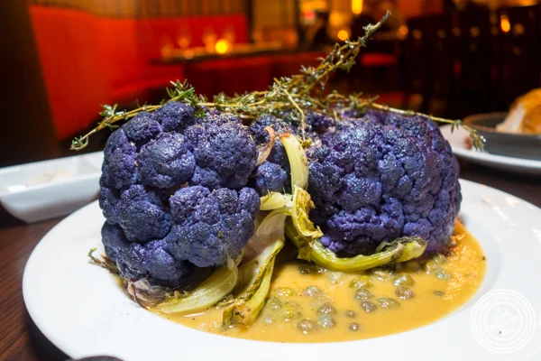 T-Bone cauliflower steak at Butcher and Banker steakhouse in NYC, NY