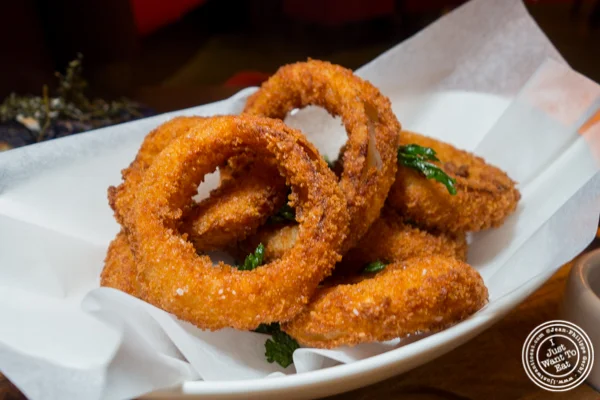Onion rings at Butcher and Banker steakhouse in NYC, NY