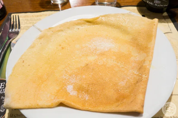 Butter and sugar crepe at Creperie Cadet Rousselle in Grenoble, France