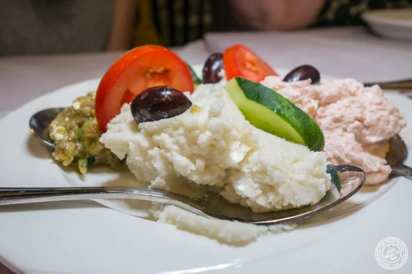 Garlic dip at Stamatis in Astoria, Queens
