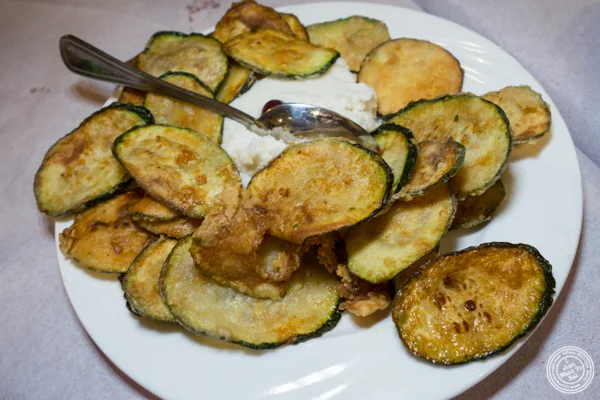 Fried eggplant and zucchini at Stamatis in Astoria, Queens