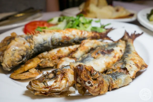 Fried sardines at Stamatis in Astoria, Queens