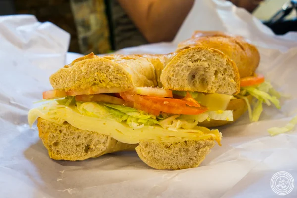 Bagel sandwich at Luca Brasi's in Hoboken, NJ
