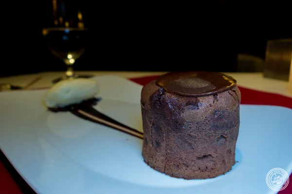 Molten chocolate cake at Café Boulud in NYC, NY