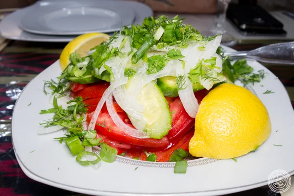 Fresh vegetable salad at U Yuri Fergana in Rego Park, Queens