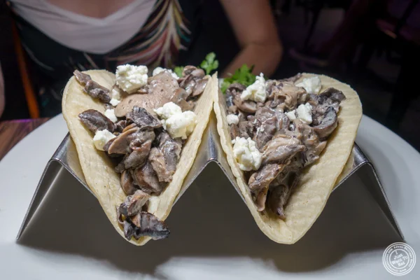 Mushroom tacos at Sexy Tacos Dirty Cash in Harlem