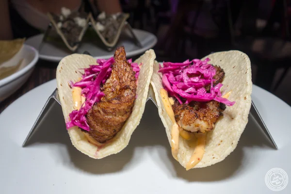 Fish tacos at Sexy Tacos Dirty Cash in Harlem