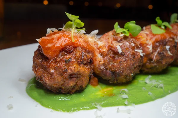 Eggplant meatballs at Vandal in the Lower East Side