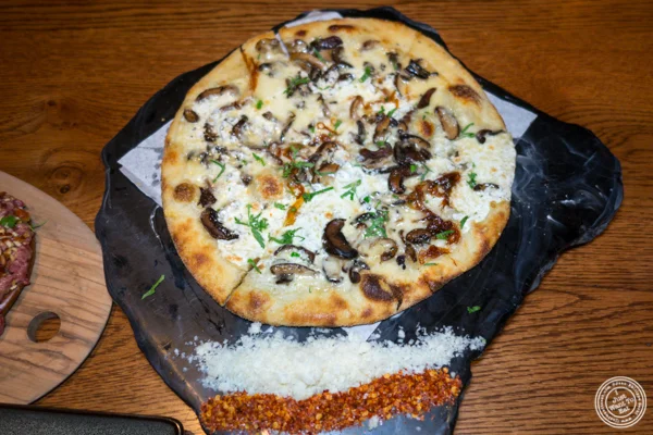 Wild mushrooms pizza at Vandal in the Lower East Side