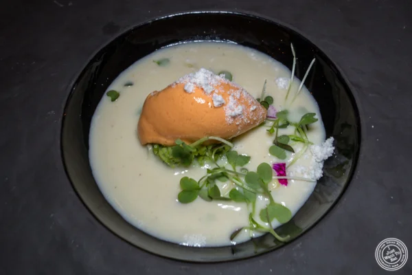 Silver white corn soup at Elizabeth's Gone Raw in Washington DC