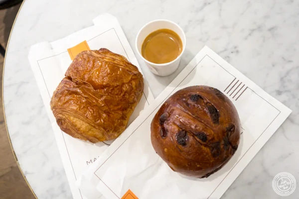 Chocolate croissant and white chocolate bread at Maison Kayser in Washington DC