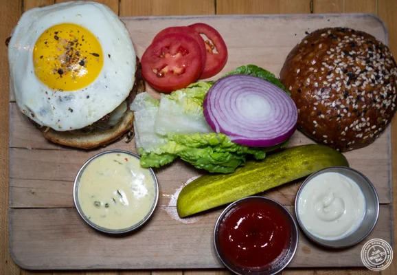 Signature burger at Saxon+Parole in NYC, NY