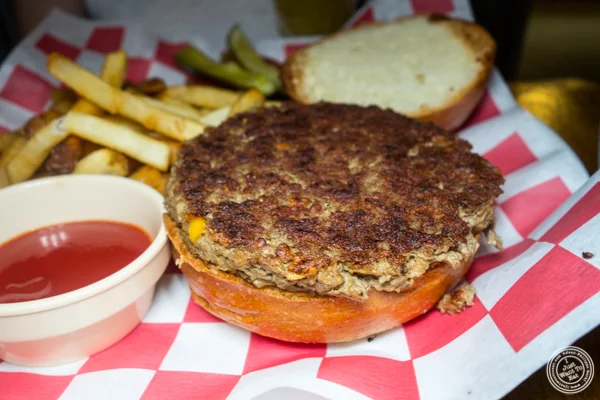 Impossible burger at American Hall Beer and Arcade in NYC, NY