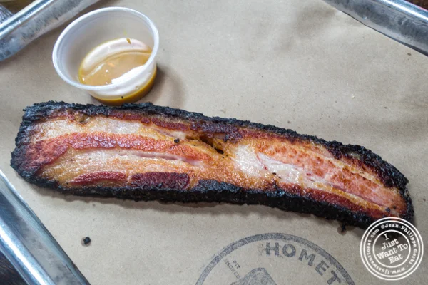 Thick cut of bacon at Hometown Bar-B-Que in Brooklyn