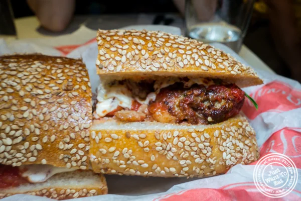 Meatball hero at Parm in NYC, NY