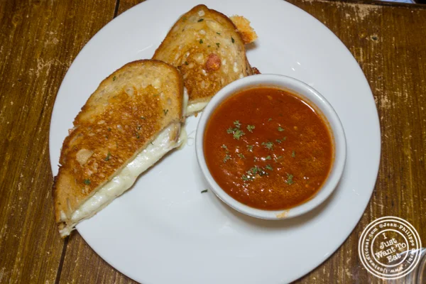 Grilled cheese and tomato soup at The Freckled Moose in Astoria, Queens