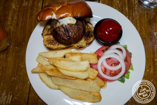 Volcano burger at The Freckled Moose in Astoria, Queens