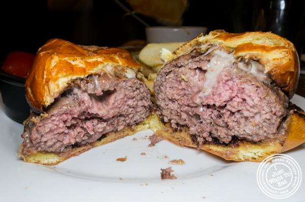 Volcano burger at The Freckled Moose in Astoria, Queens