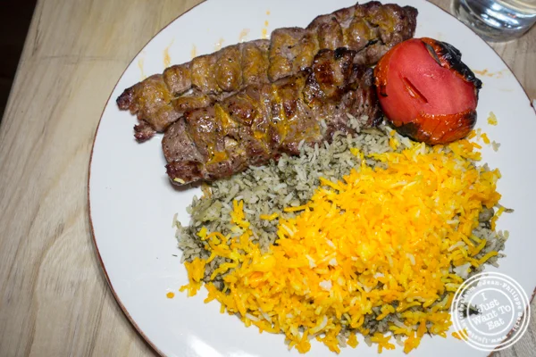 Soltani kebob at Seven Valleys in Hoboken, NJ