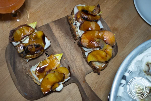 Roasted peach crostini at Irvington in NYC, NY