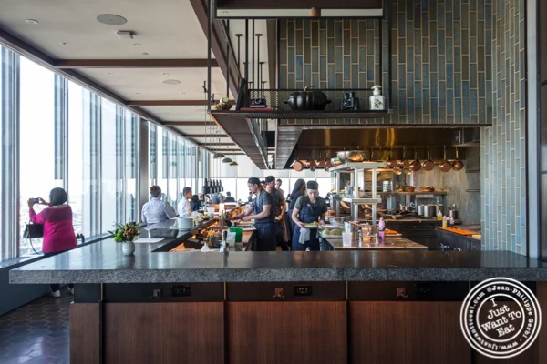 Open kitchen at Manhatta in NYC, NY