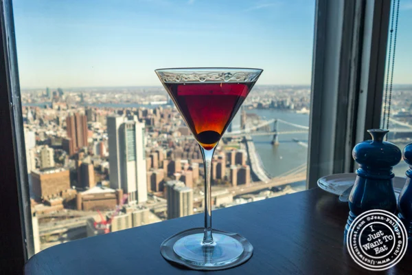 Manhattan cocktail at Manhatta in NYC, NY