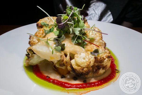 Cauliflower steak at L'Adresse near Bryant Park