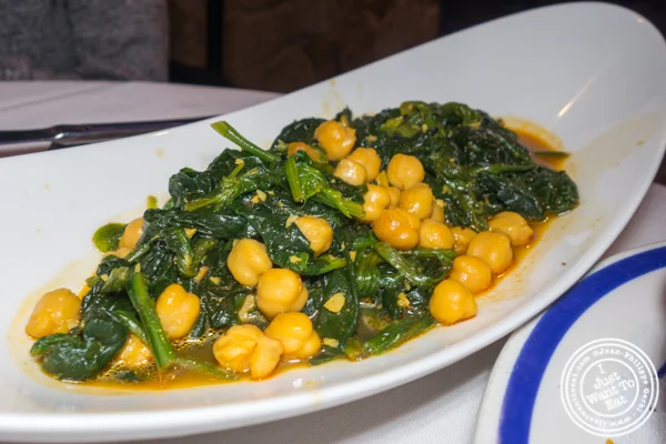 Spinach and chickpeas at Hoboken, NJ