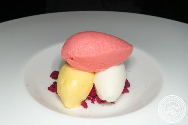 Trio of sorbet at Batard in TriBeCa