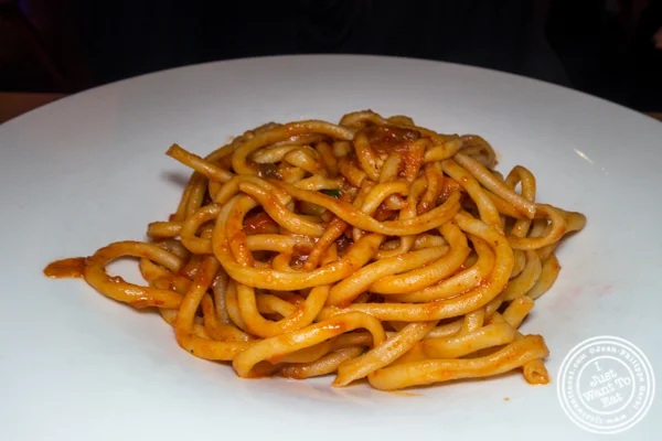 Bucatini Melanzane at Green Fig in the Yotl Hotel