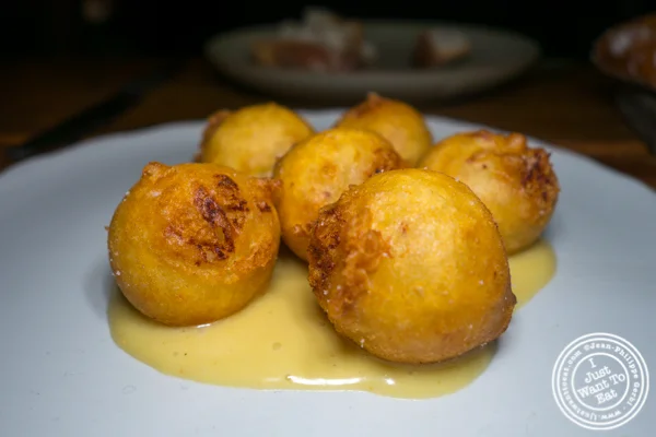 Potato and leek beignets at République in Los Angeles