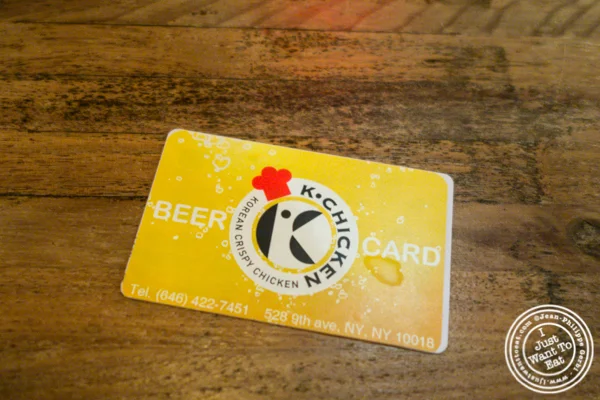 Beer card at Korean Crispy Chicken in Hell's Kitchen