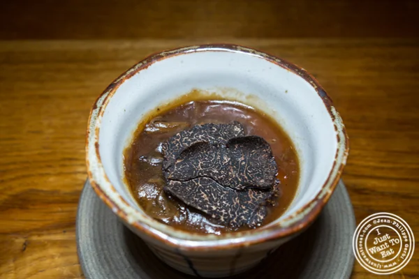 Winter truffle and mushroom chawanmushi at Mifune in NYC, NY