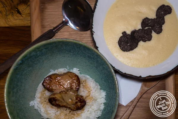 Foie gras and egg sabayon overrice at Mifune in NYC, NY
