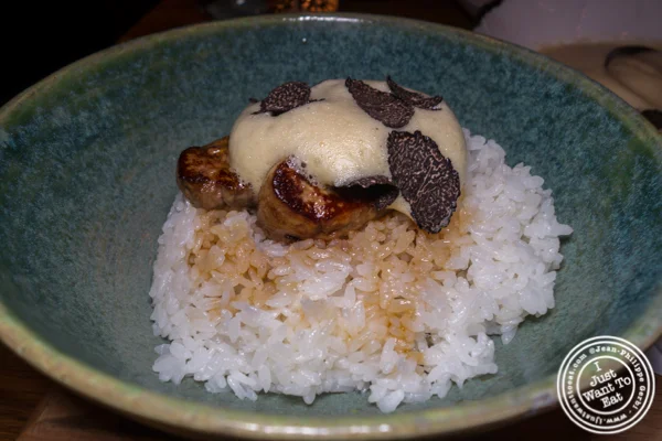 Foie gras and egg sabayon overrice at Mifune in NYC, NY