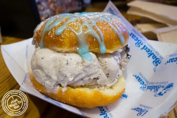 Donut ice cream sandwich at The Baked Bear in San Diego