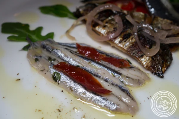 House marinated fresh anchovies at Esca in Hell's Kitchen