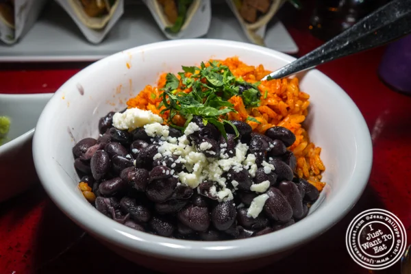 Rice and beans at Orale in Hoboken, NJ