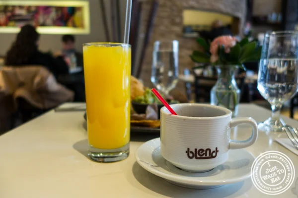Orange juice and coffee at Blend in Long Island City